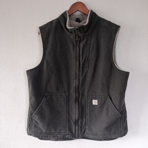 Carhartt Vest Womens  XL 16/18 Western Canvas Sherpa Lined Mock Neck WV001 383